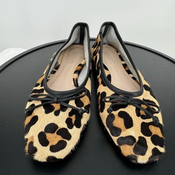SCHUTZ Arissa Brown and Black Leopard Print Flats Size 6.5B 23 - Picture 2 of 6